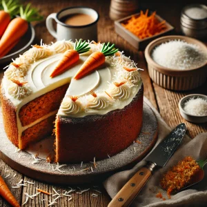 Carrot cake met geraspte kokos