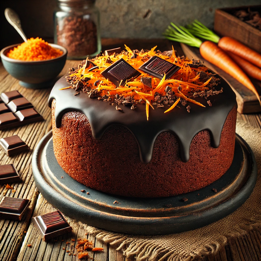 Carrot cake met pure chocolade