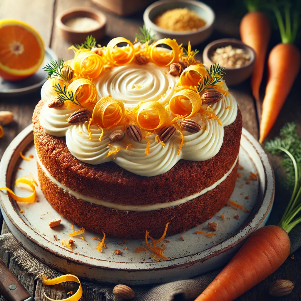 Carrot cake met sinaasappelschil