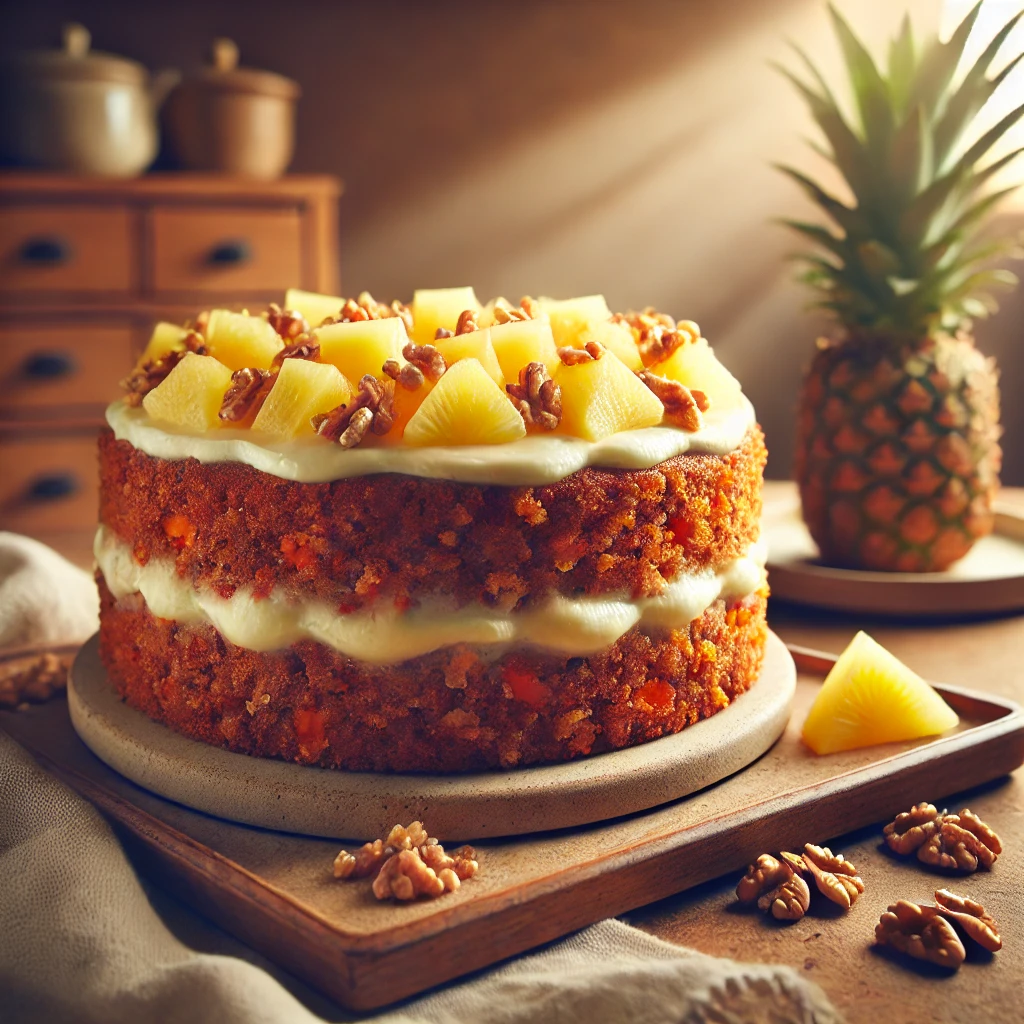 Carrot cake met verse ananas