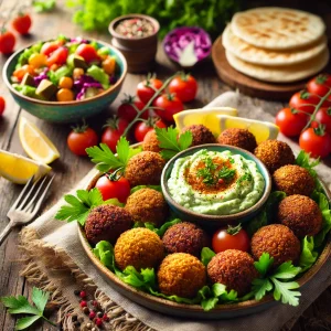 Falafel met avocado dip