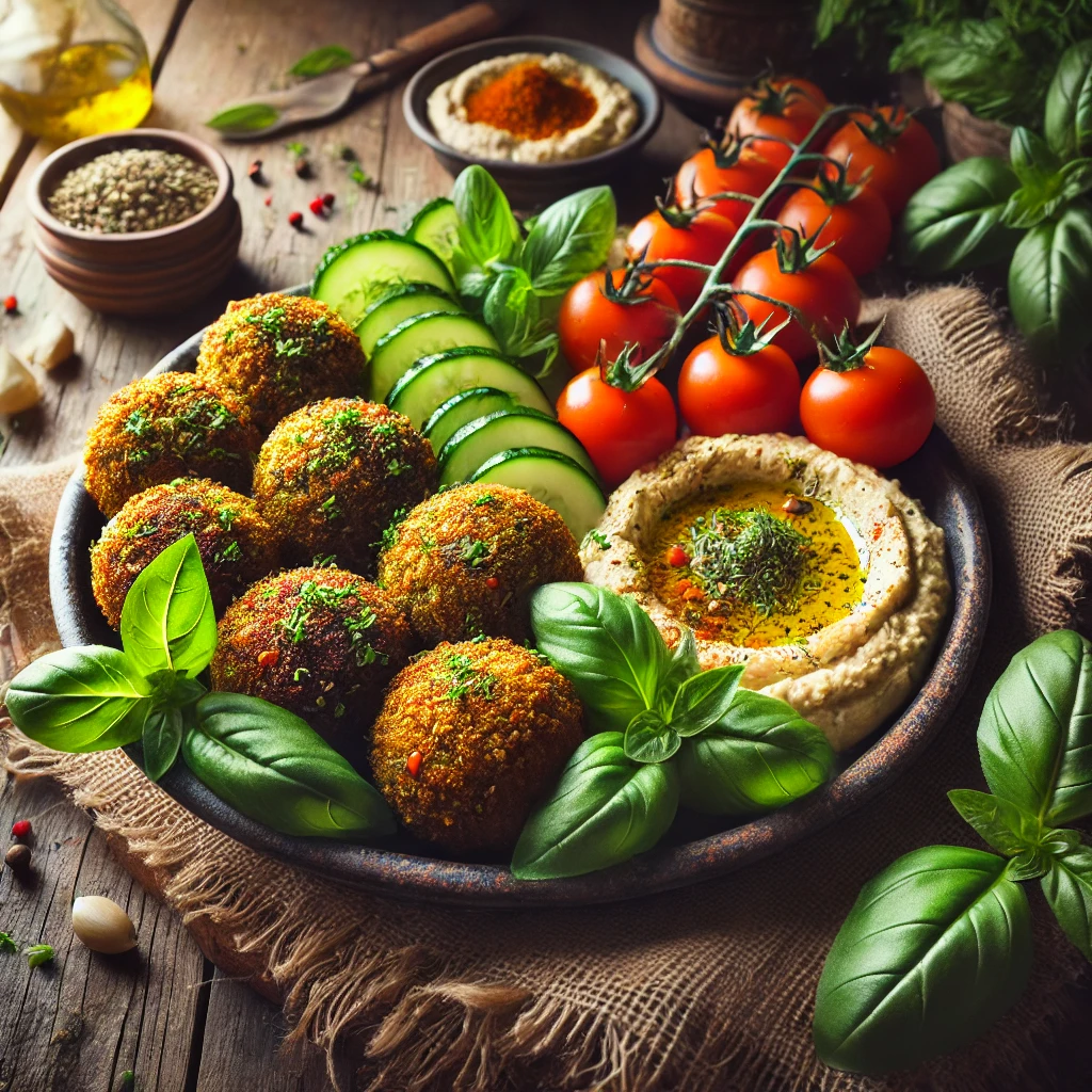 Falafel met basilicum en oregano