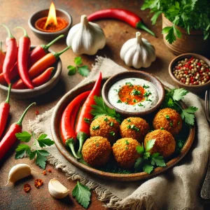 Falafel met chili en knoflooksaus