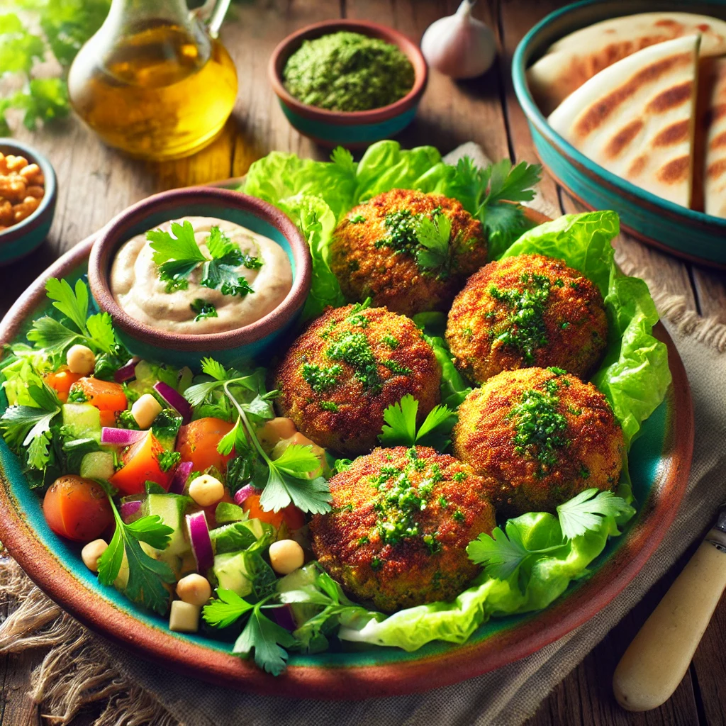 Falafel met verse peterselie en koriander