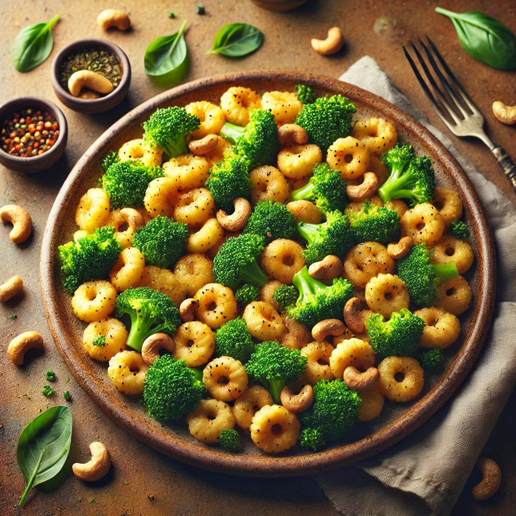 Gnocchi airfryer met broccoli en cashewnoten