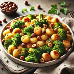 Gnocchi airfryer met broccoli en hazelnoten