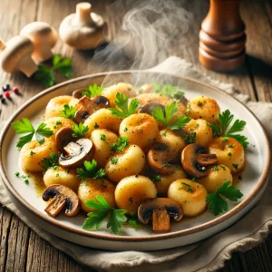 Gnocchi airfryer met champignons en peterselie