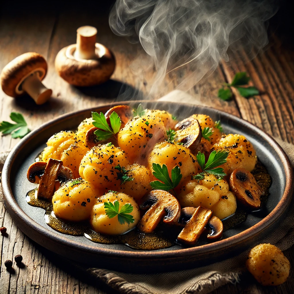 Gnocchi airfryer met champignons en truffelolie