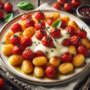 Gnocchi airfryer met cherrytomaten en mozzarella