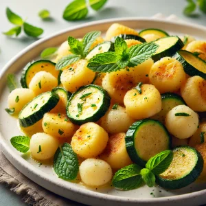 Gnocchi airfryer met courgette en munt