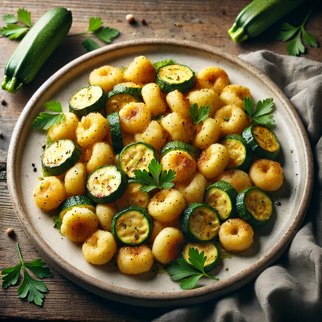 Gnocchi airfryer met courgette en peterselie