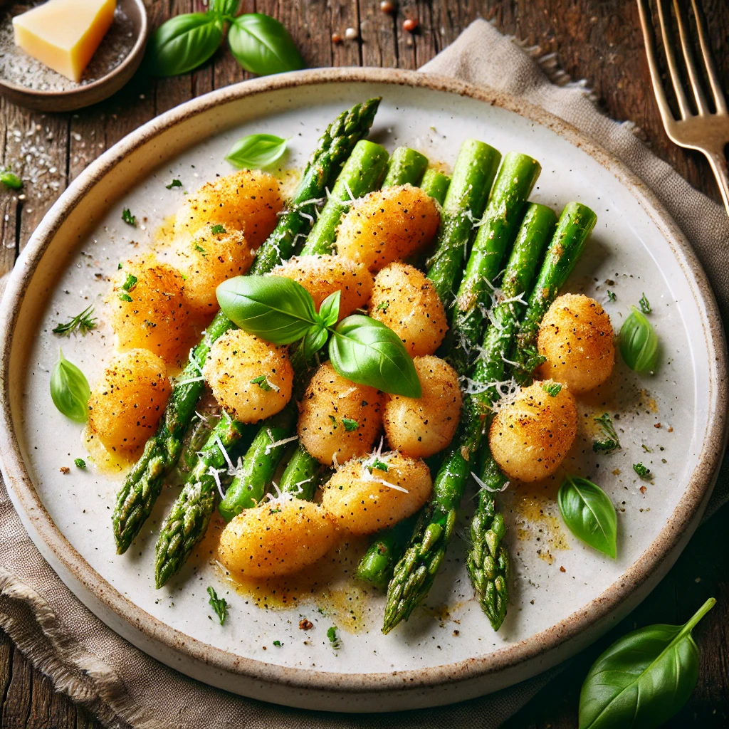 Gnocchi airfryer met groene asperges