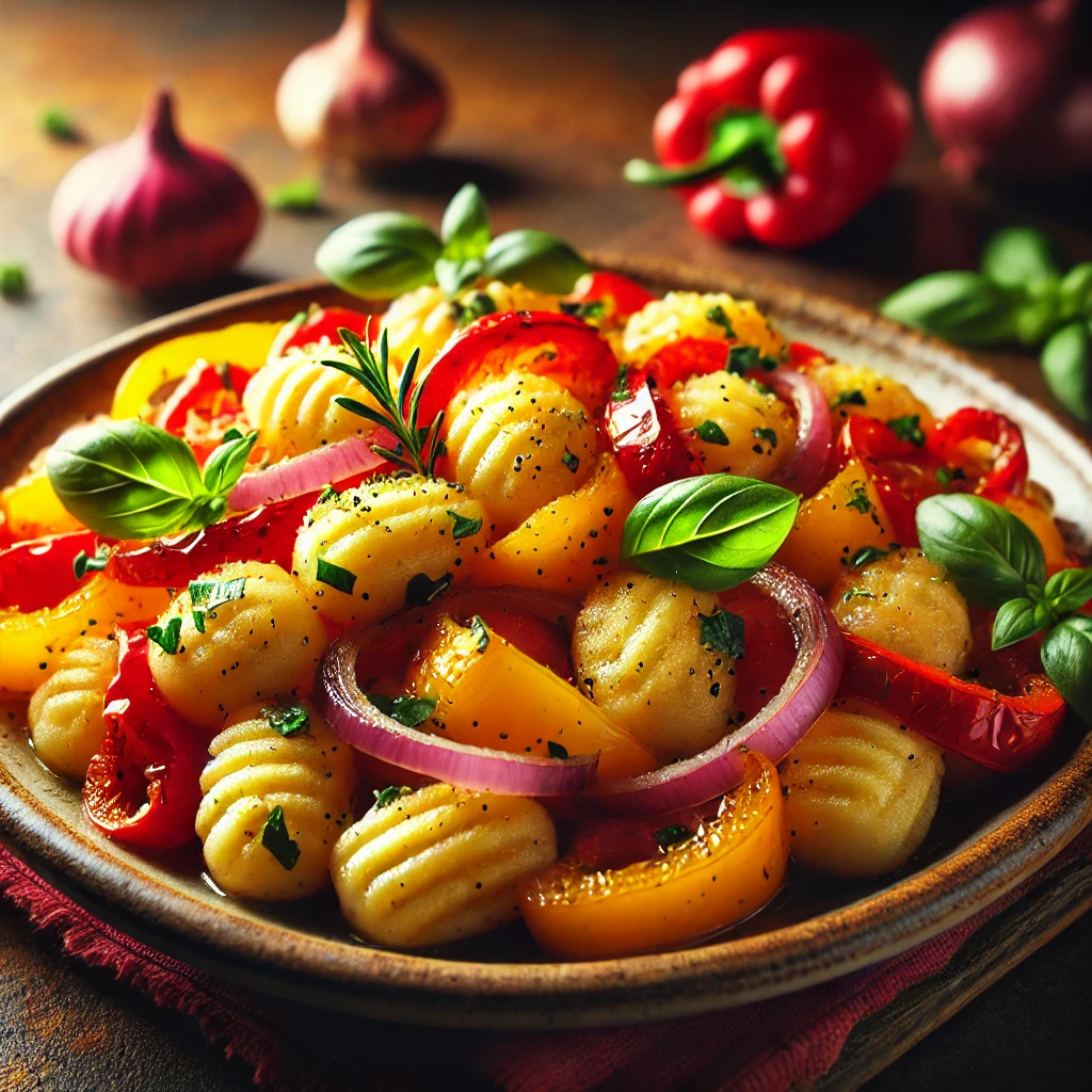 Gnocchi airfryer met paprika en ui