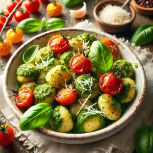 Gnocchi airfryer met pesto en cherrytomaten