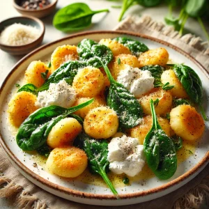 Gnocchi airfryer met spinazie en ricotta