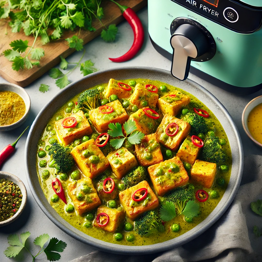 Groene curry tofu in de airfryer