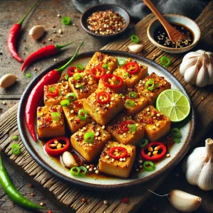 Knoflook-chili tofu in de airfryer