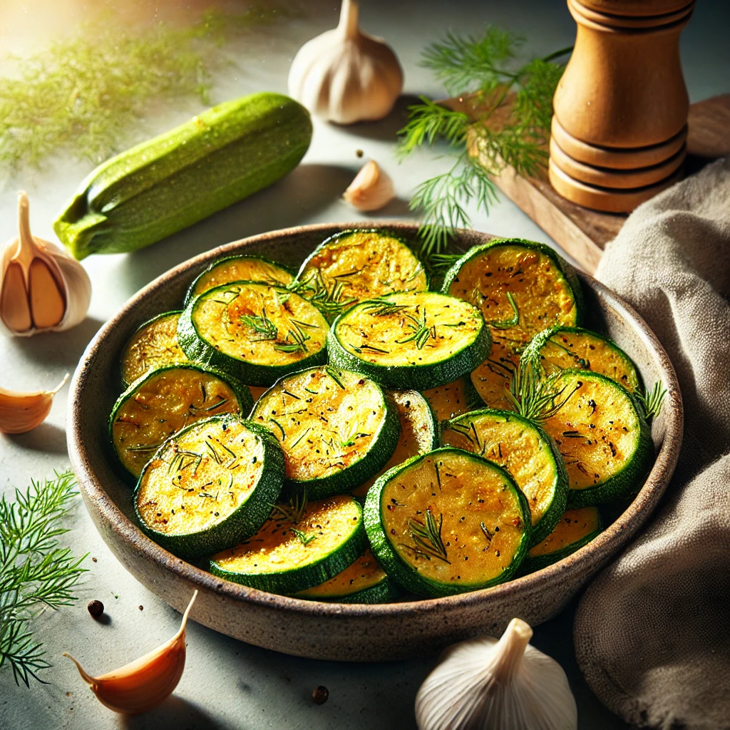 Knoflook en dille courgette uit de airfryer