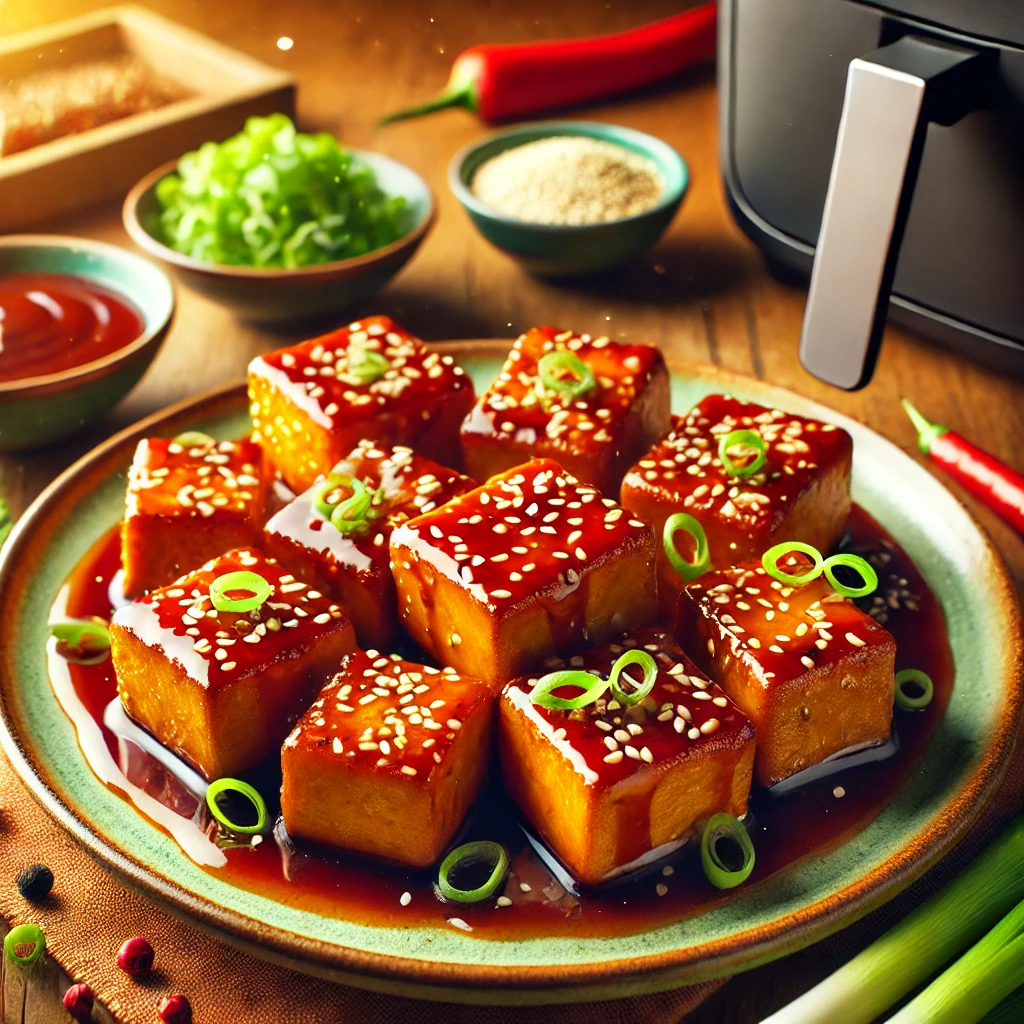 Krokante barbecue tofu airfryer