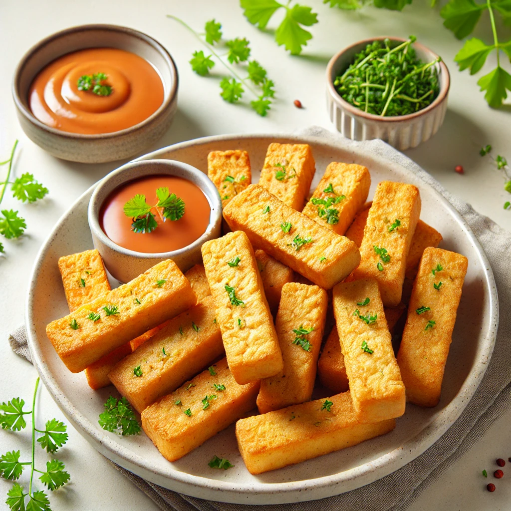 Krokante tofu sticks in de airfryer