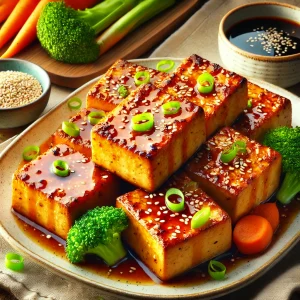 Miso-geglazuurde tofu uit de airfryer