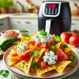 Nachos airfryer met cottage cheese en tomaat