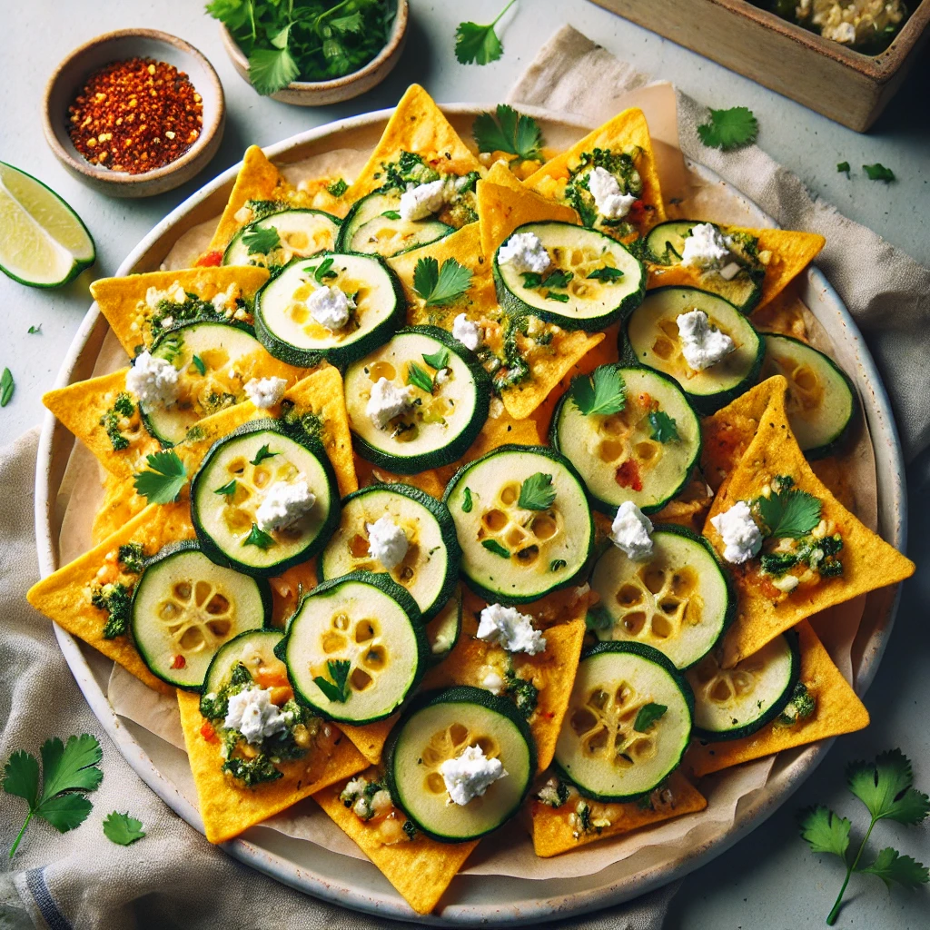 Nachos airfryer met courgette en geitenkaas