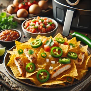 Nachos airfryer met gegrilde kip en salsa