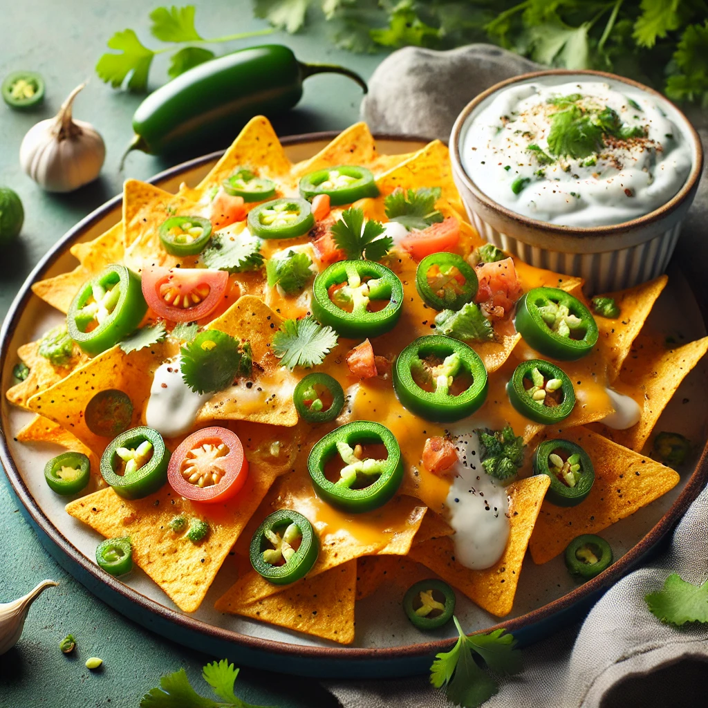 Nachos airfryer met jalapeños en yoghurtdip