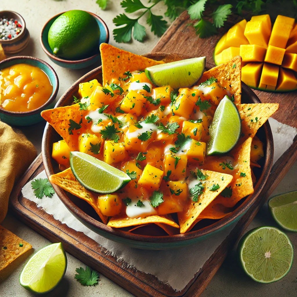 Nachos airfryer met mango en limoen