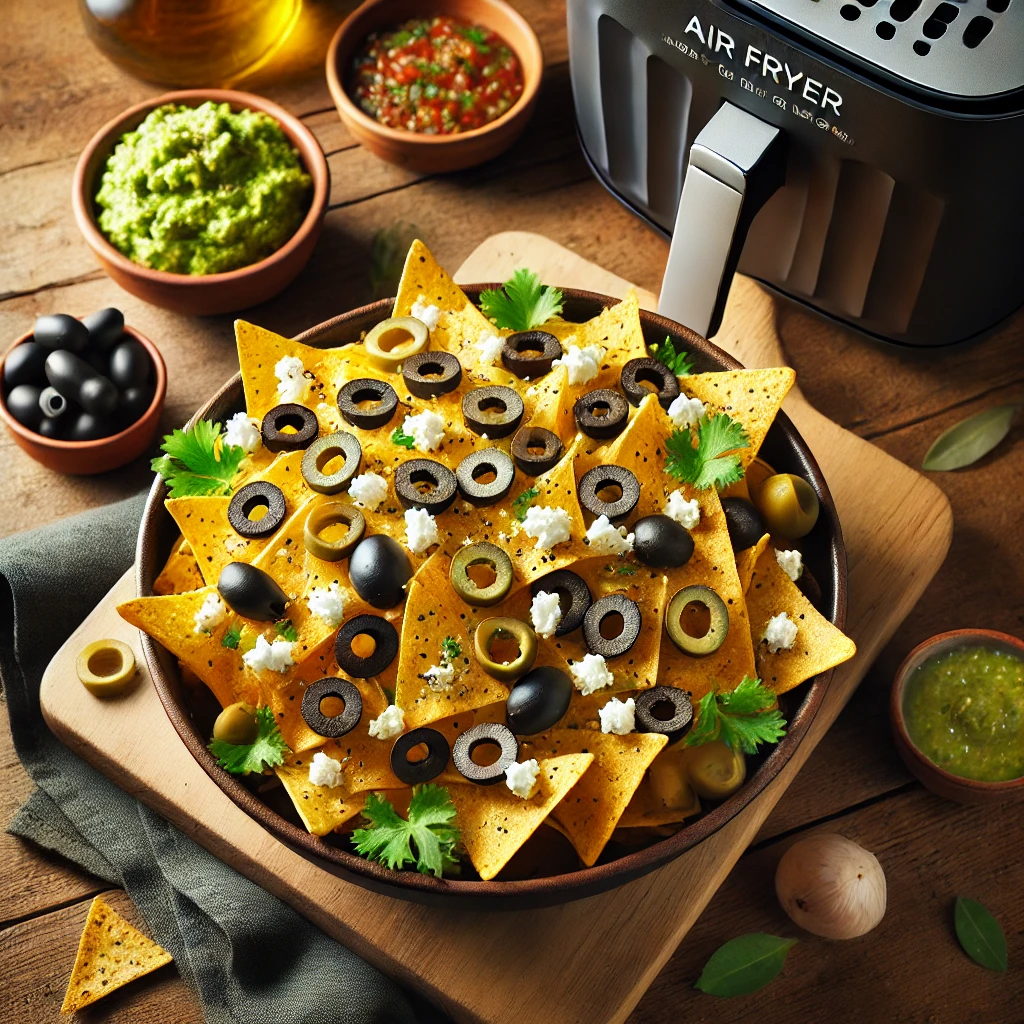 Nachos airfryer met olijven en feta