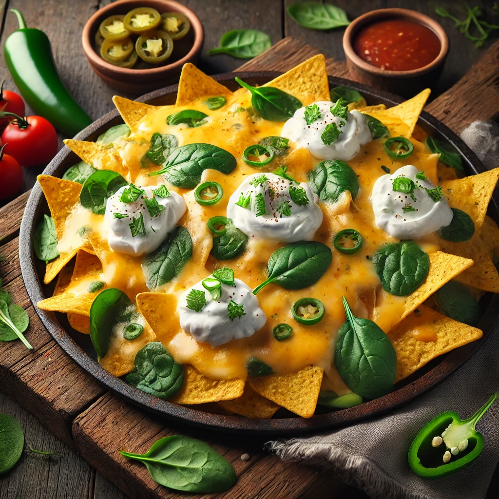 Nachos airfryer met ricotta en spinazie