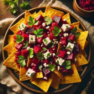 Nachos airfryer met rode biet en feta