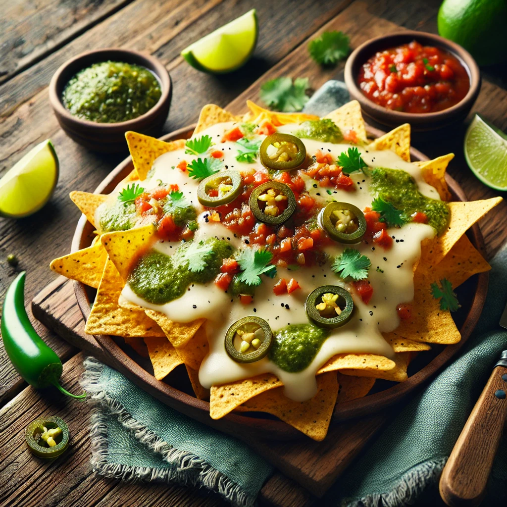 Nachos airfryer met salsa verde en koriander