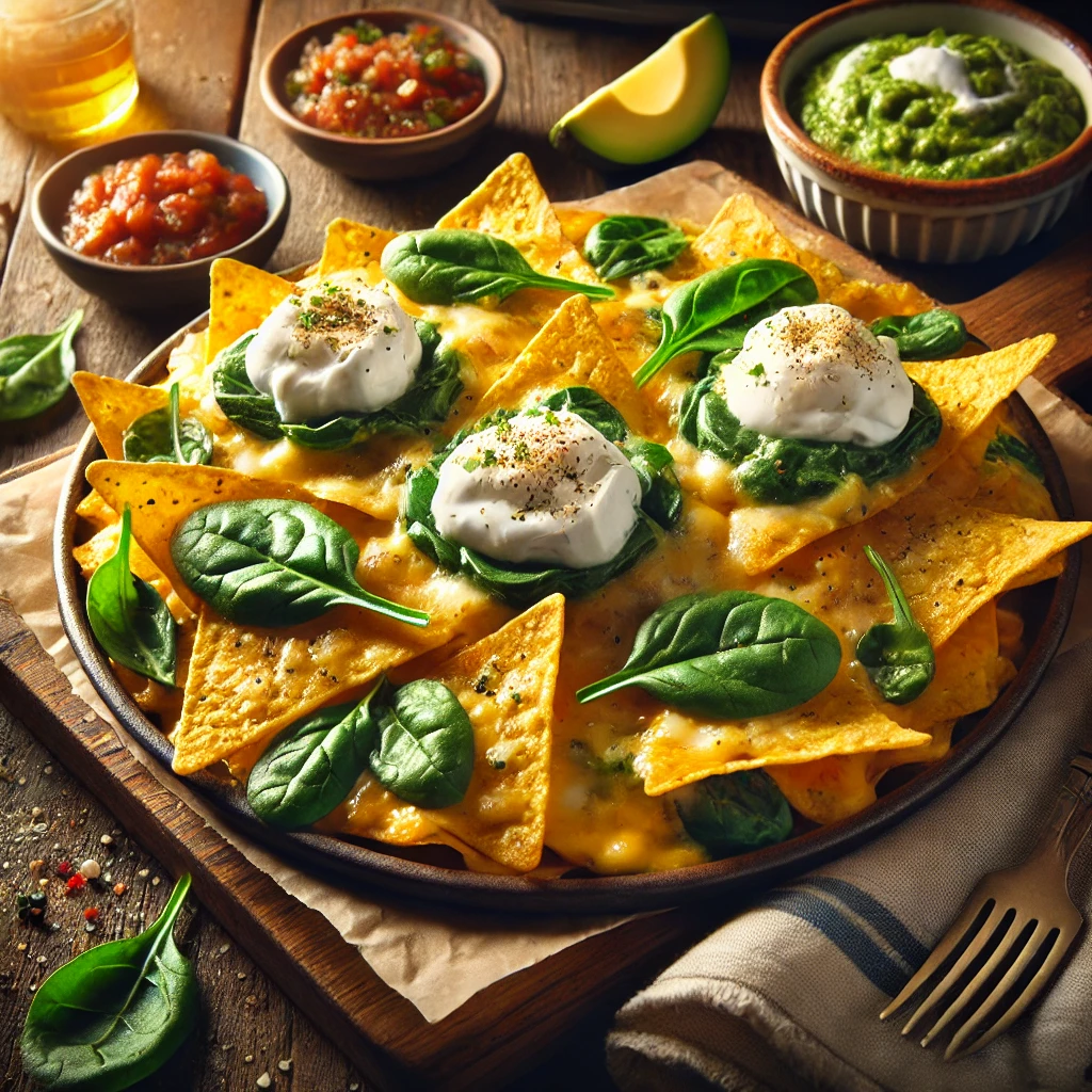 Nachos airfryer met spinazie en ricotta