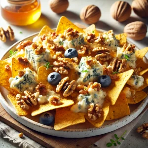 Nachos airfryer met walnoten en blauwe kaas