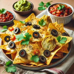 Nachos airfryer met zwarte olijven en artisjok