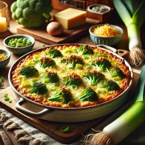 Prei en broccoli ovenschotel