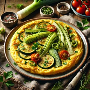 Prei en courgette omelet