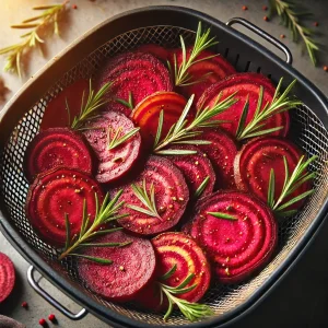 Rode biet schijfjes met rozemarijn in de airfryer