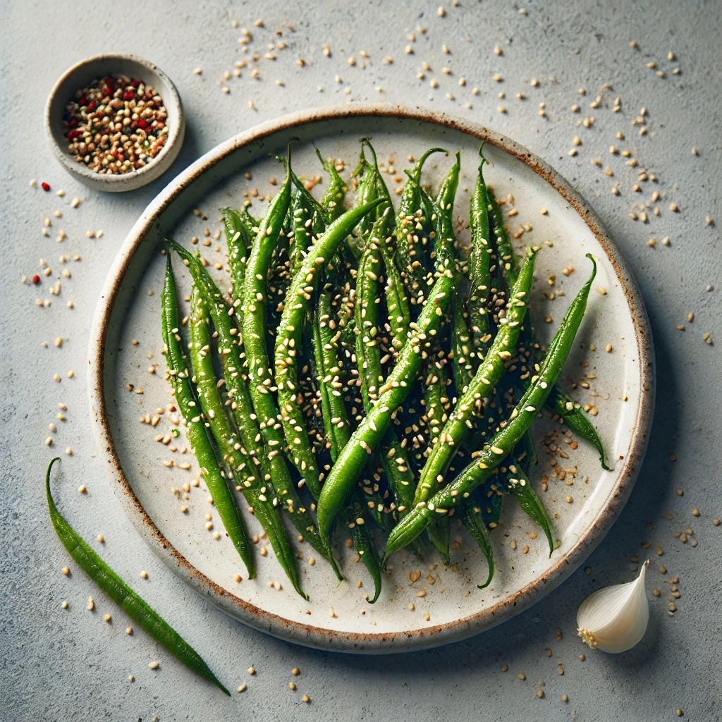 Sperziebonen met sesamzaad uit de airfryer