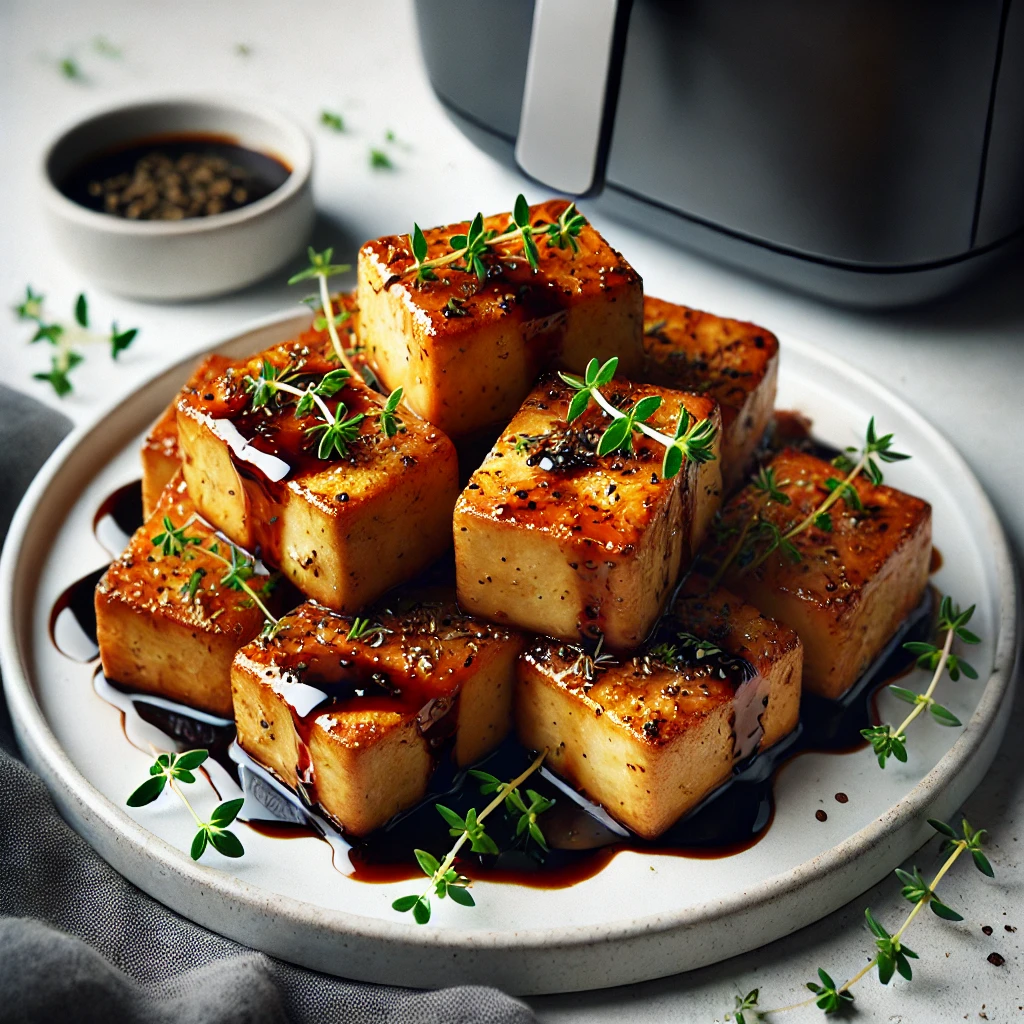 Tofu met balsamico en tijm uit de airfryer