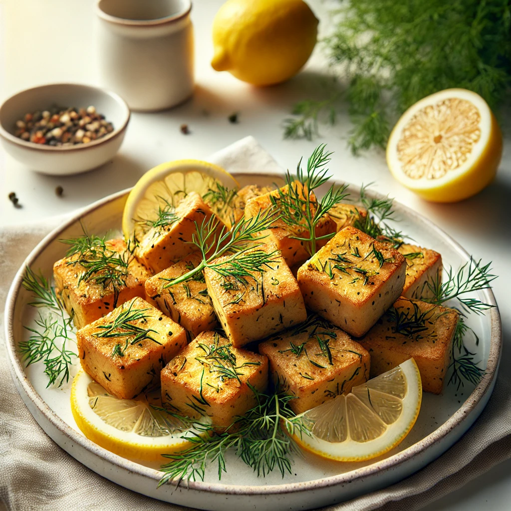 Tofu met citroen en dille uit de airfryer