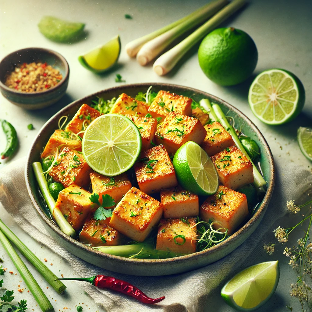 Tofu met citroengras en limoen uit de airfryer