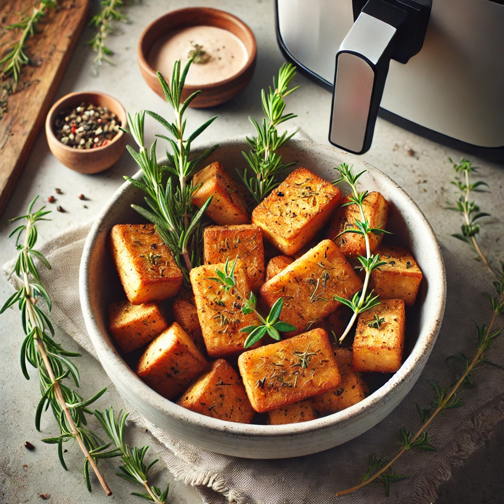 Tofu met rozemarijn en tijm in de airfryer