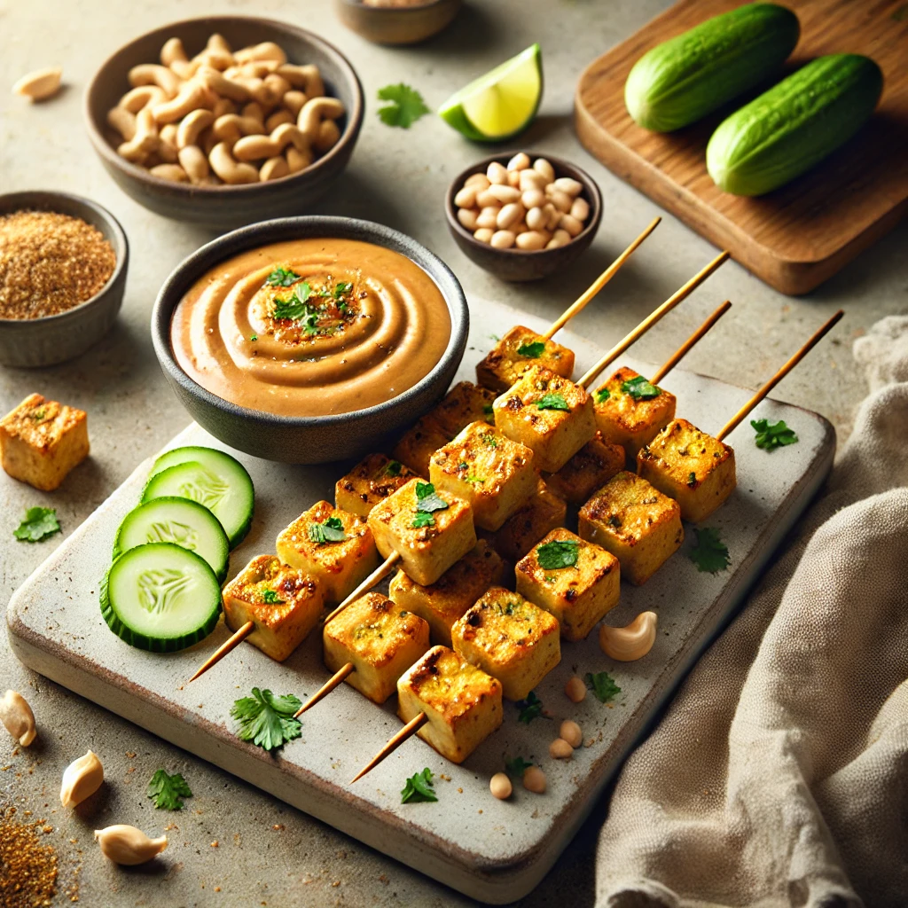 Tofu saté met pindasaus uit de airfryer