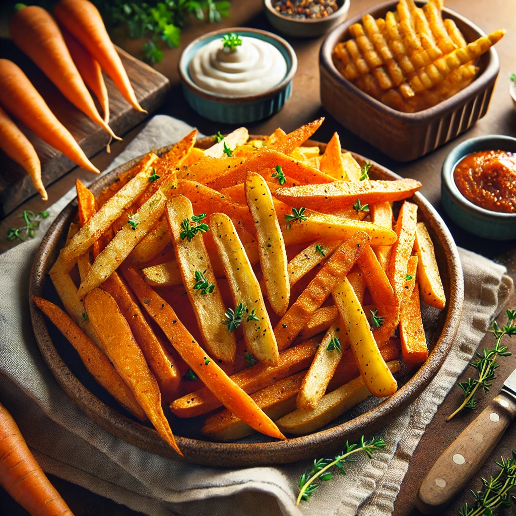 Wortel en pastinaak frietjes uit de airfryer