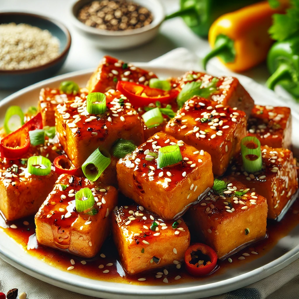 Zoete chili tofu airfryer