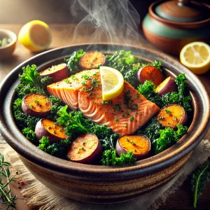 Crockpot Recept - Zalm met boerenkool en zoete aardappel