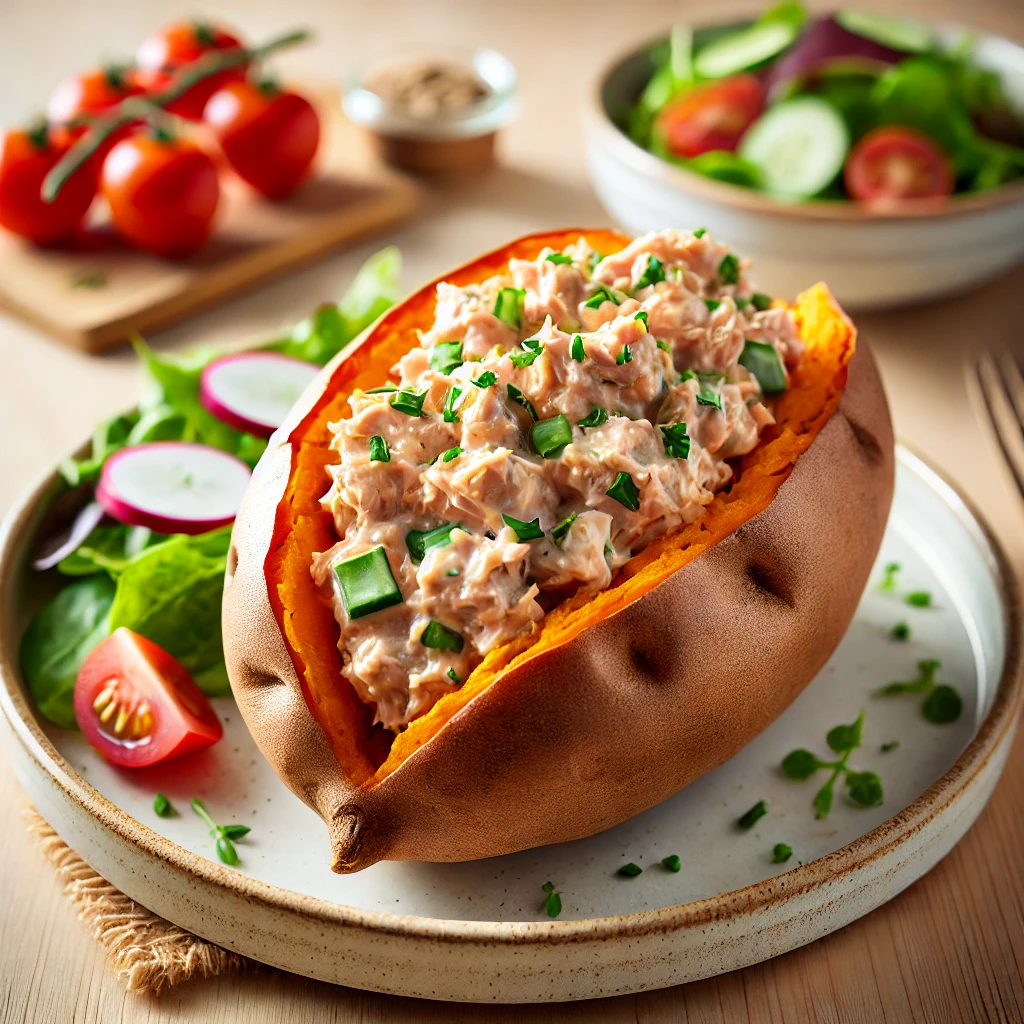 Gepofte Zoete Aardappel met Tonijnsalade (light)